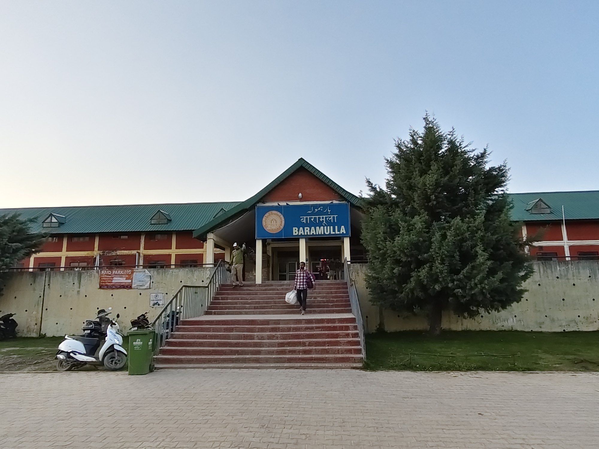 Baramulla railway station with mountains behind