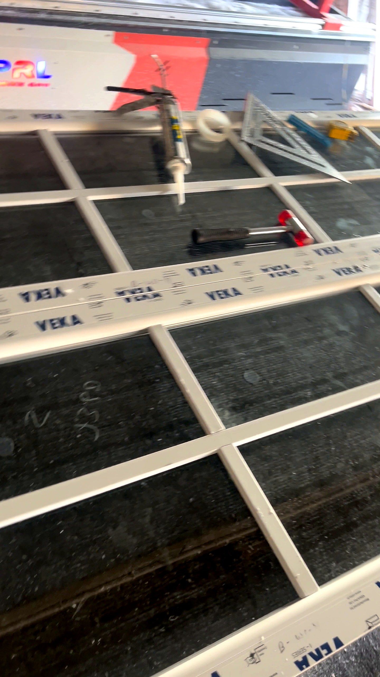 Assembled frames with glazing bars on the table