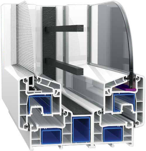 Cut-through of the VEKA I-60 casement profile