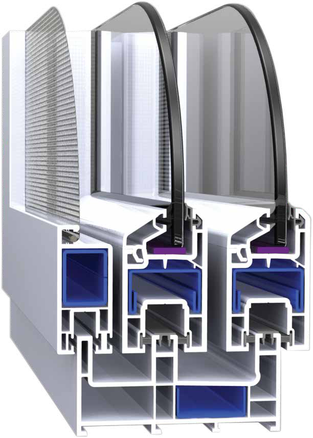 Cut-through of the VEKA I-60 sliding profile