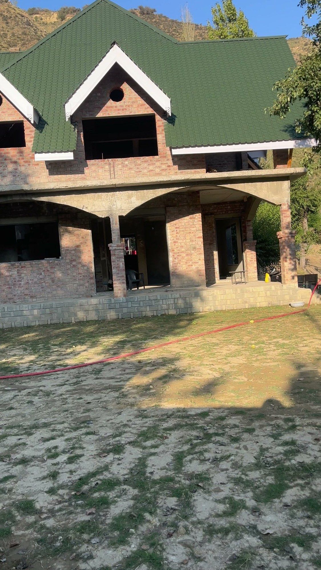 New brick house before windows