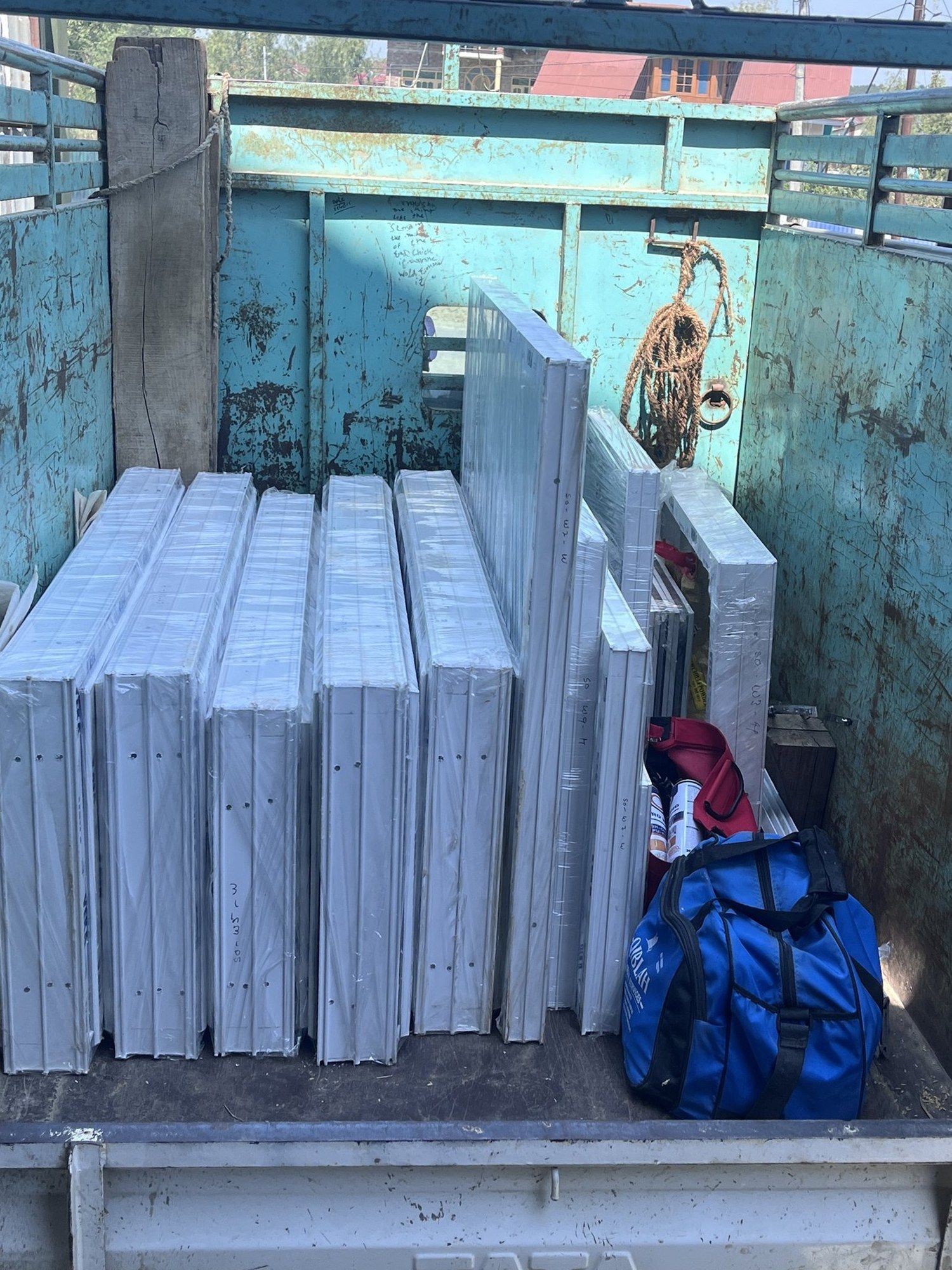 Delivery van loaded with frames